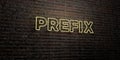 PREFIX -Realistic Neon Sign on Brick Wall background - 3D rendered royalty free stock image Royalty Free Stock Photo