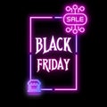 Neon Black Friday sale sign on a black background Royalty Free Stock Photo