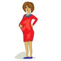 Preggy pretty woman. cartoon pregnant girl