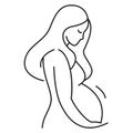 Pregnanat woman icon. Young woman expecting baby