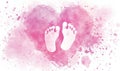 Pregnancy announcement concept illustration. Baby gender reveal concept illustration. Watercolor imitation heart with baby Royalty Free Stock Photo