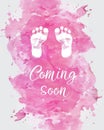 Pregnancy announcement concept illustration. Baby gender reveal concept illustration. Watercolor imitation splash with baby Royalty Free Stock Photo