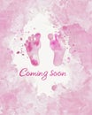 Pregnancy announcement concept illustration. Baby gender reveal concept illustration. Watercolor imitation splash with baby Royalty Free Stock Photo