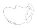 Pregnancy artline hand drawing, motherhood sketch, pregnant woman line art with continuous line. Vector banner with Royalty Free Stock Photo