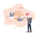 Pregnancy as newborn baby expectation and stork delivery.Woman labor symbolic scene with new loving mother and child.flat vector