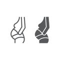 Pregnancy bandage line and glyph icon, orthopedic and medical, orthopedic bandage sign, vector graphics, a linear