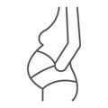 Pregnancy bandage thin line icon, orthopedic and medical, orthopedic bandage sign, vector graphics, a linear pattern on