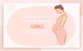 Pregnancy banner with place for text. Happy pregnant mom, obstetrics and motherhood support. Vector flat cartoon landing Royalty Free Stock Photo