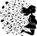 Pregnancy - black and white vector illustration Royalty Free Stock Photo