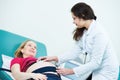 Pregnancy care. cardiotocography fetal heartbeat examination Royalty Free Stock Photo