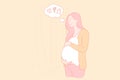 Pregnancy, childbearing, female body condition, expecting baby concept Royalty Free Stock Photo