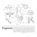 Pregnancy and childbirth. Vector line icons.