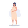 Pregnancy Concept Illustration. Expecting Mother's Love. Pregnant Woman Hugging Belly. Future Mom Embracing Pregnancy