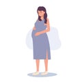 Pregnancy Concept Illustration. Expecting Mother's Love. Pregnant Woman Hugging Belly. Future Mom Embracing Pregnancy