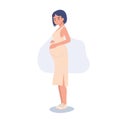 Pregnancy Concept Illustration. Expecting Mother's Love. Pregnant Woman Hugging Belly. Future Mom Embracing Pregnancy