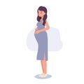 Pregnancy Concept Illustration. Expecting Mother's Love. Pregnant Woman Hugging Belly. Future Mom Embracing Pregnancy