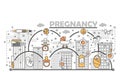 Pregnancy concept vector flat line art illustration Royalty Free Stock Photo