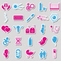 Pregnancy and having baby big set of color stickers icons eps10