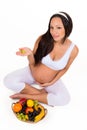 Pregnancy, health and beauty. Proper nutrition. Vitamins and fruit for pregnant women