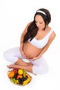 Pregnancy, health and beauty. Vitamins and fruit for pregnant women