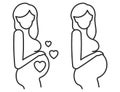 Pregnancy icon. Flat line icon on pregnancy. Beautiful pregnant woman linear symbol. Vector illustration Royalty Free Stock Photo