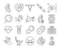 Pregnancy icon set. Collection of line symbols