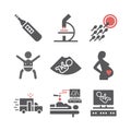 Pregnancy icons set. Infographics. Vector signs for web graphics. Royalty Free Stock Photo