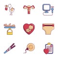 Pregnancy icons set, flat style