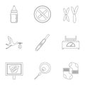 Pregnancy icons set, outline style