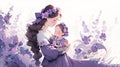 Cartoon illustrations of children and pregnant women born during pregnancy and infant loss awareness month,AI generated.