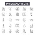 Pregnancy line icons, signs, vector set, linear concept, outline illustration Royalty Free Stock Photo