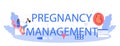 Pregnancy management typographic header. Women health examination.