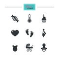 Pregnancy, maternity and baby care icons. Royalty Free Stock Photo