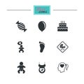 Pregnancy, maternity and baby care icons. Royalty Free Stock Photo