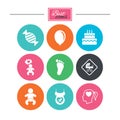 Pregnancy, maternity and baby care icons. Royalty Free Stock Photo