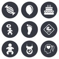 Pregnancy, maternity and baby care icons Royalty Free Stock Photo