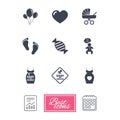 Pregnancy, maternity and baby care icons.