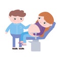 Pregnancy and maternity, dad and mom in medical chair consultation