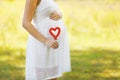 Pregnancy, maternity, family - concept, pregnant woman and heart Royalty Free Stock Photo