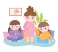 Pregnancy and maternity, group cute pregnant women cartoon