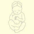 pregnancy and motherhood baby lying on back linear illustration