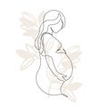 Pregnancy and motherhood modern concept art. Abstract pregnant woman continuous line drawing Royalty Free Stock Photo