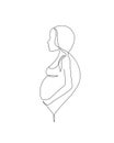 Pregnancy and motherhood modern concept art. Abstract pregnant woman continuous line drawing Royalty Free Stock Photo