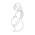 Pregnancy and motherhood modern concept art. Abstract pregnant woman continuous line drawing Royalty Free Stock Photo