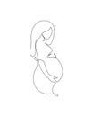 Pregnancy and motherhood modern concept art. Abstract pregnant woman continuous line drawing Royalty Free Stock Photo