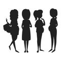 Pregnancy motherhood people expectation black silhouette pregnant woman character life with big belly vector