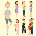 Pregnancy motherhood people expectation concept happy pregnant woman character life with big belly vector illustration Royalty Free Stock Photo