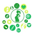 Pregnancy and newborn baby icons set. Medicine and pregnancy vector icons set. Childbirth and motherhood. Pregnancy and birth info