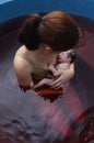 Pregnancy - pregnant woman natural water birth Royalty Free Stock Photo