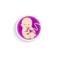 Pregnancy round unusual logo. Beige cute baby. Little human vector illustration.